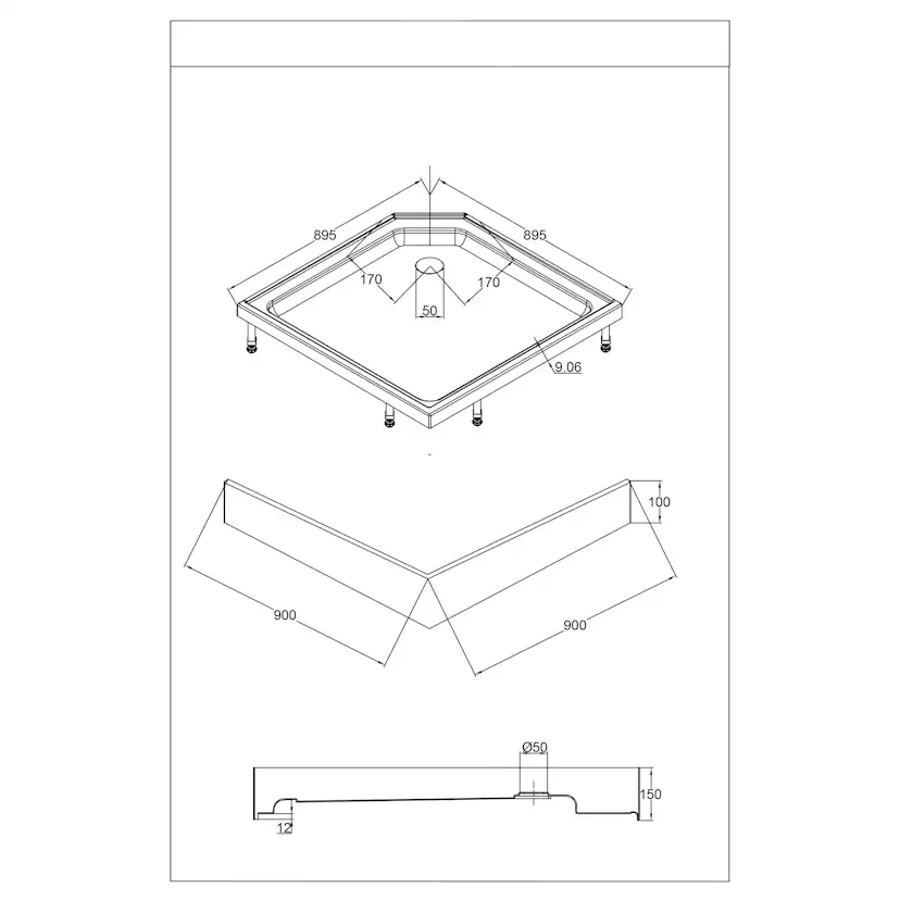 Duschkabin Bathlife Ideal 90x90 Rak