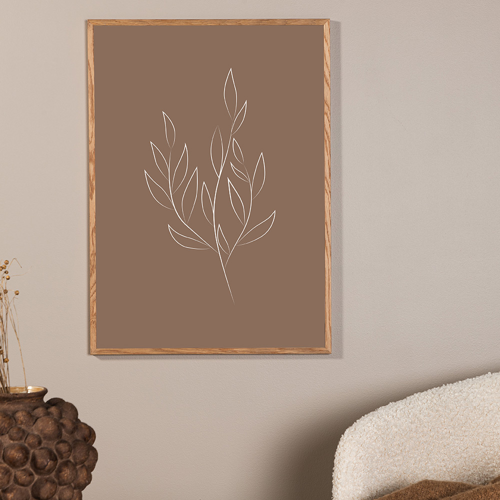 Posters Venture Home Drawed Leaf Brun