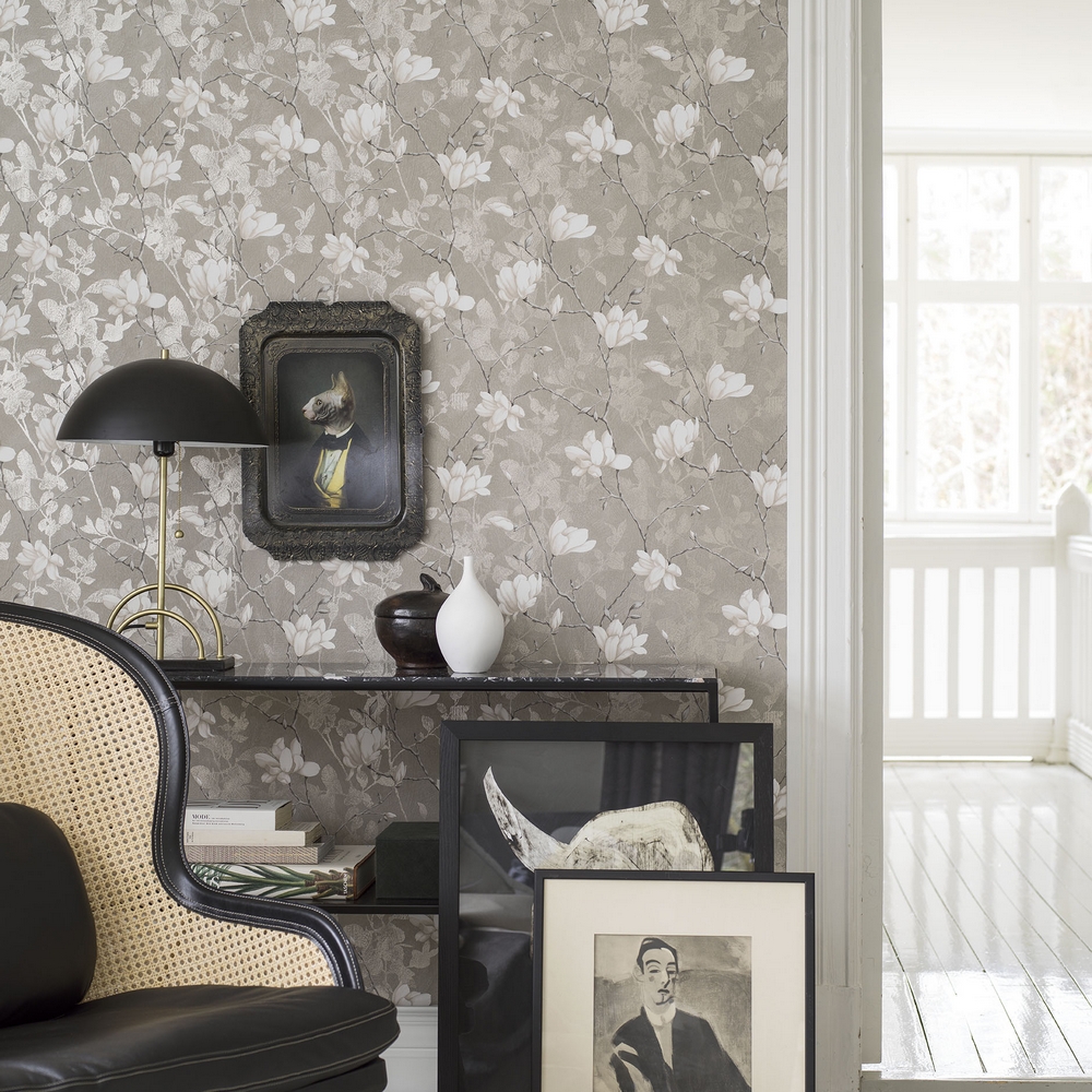 Tapet Boråstapeter InBloom Lilly Tree 7227 EasyUp, Mönstrad Nickel