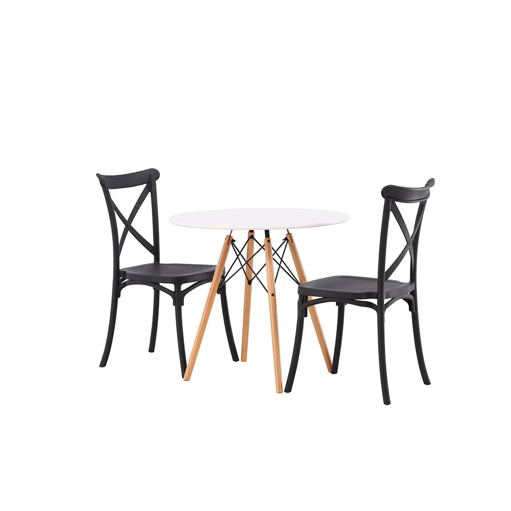 Matgrupp Venture Home Danburi Ø 60 cm med 2 Crosett Stolar