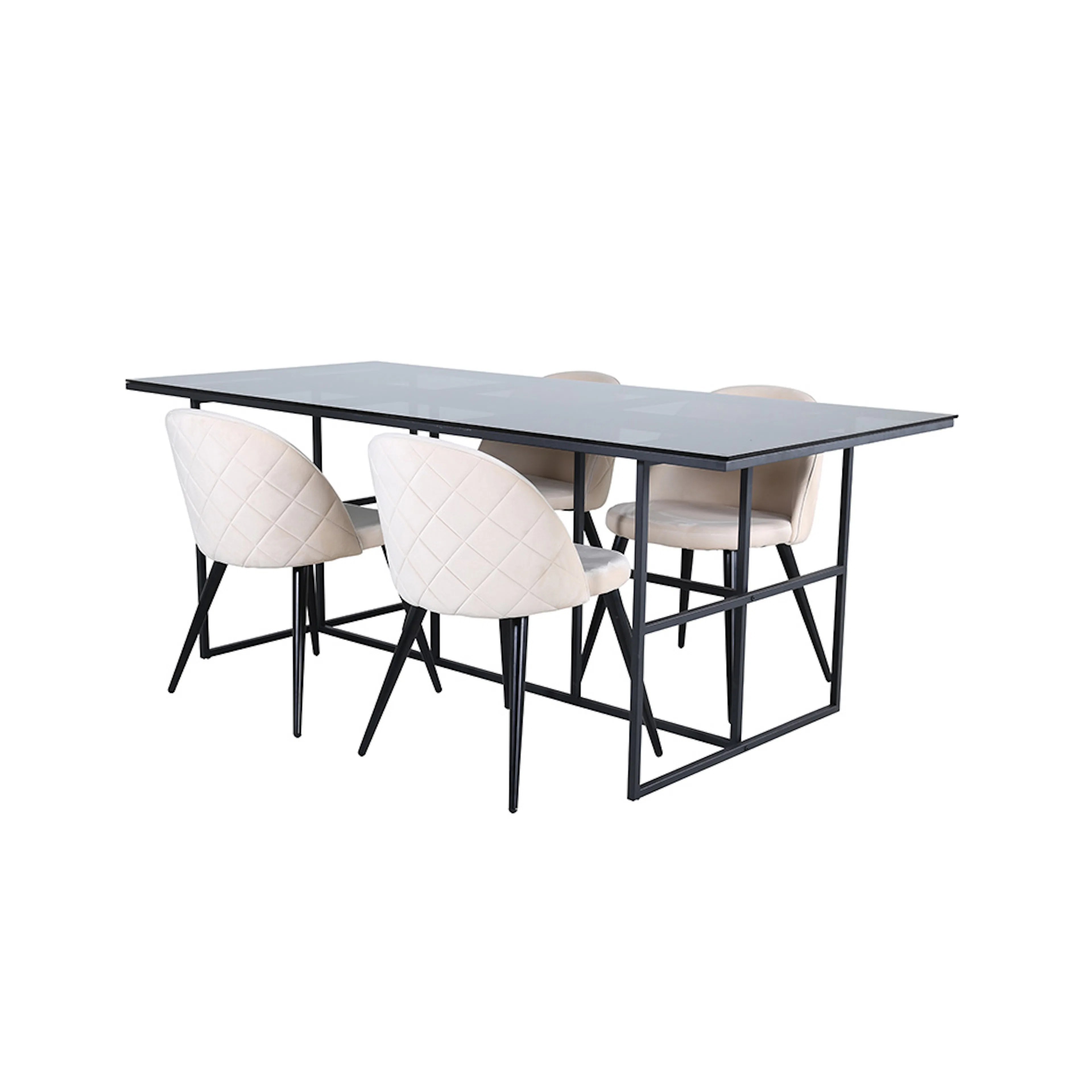 Leif Dining Table  - Black / Black smoked smoked Glass+Velve Material Sammet