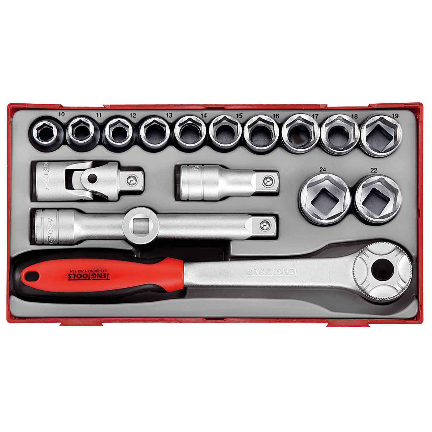 Hylsnyckelsats 18 delar med 6-kantshylsor Teng Tools TT1218 / TT1218-6