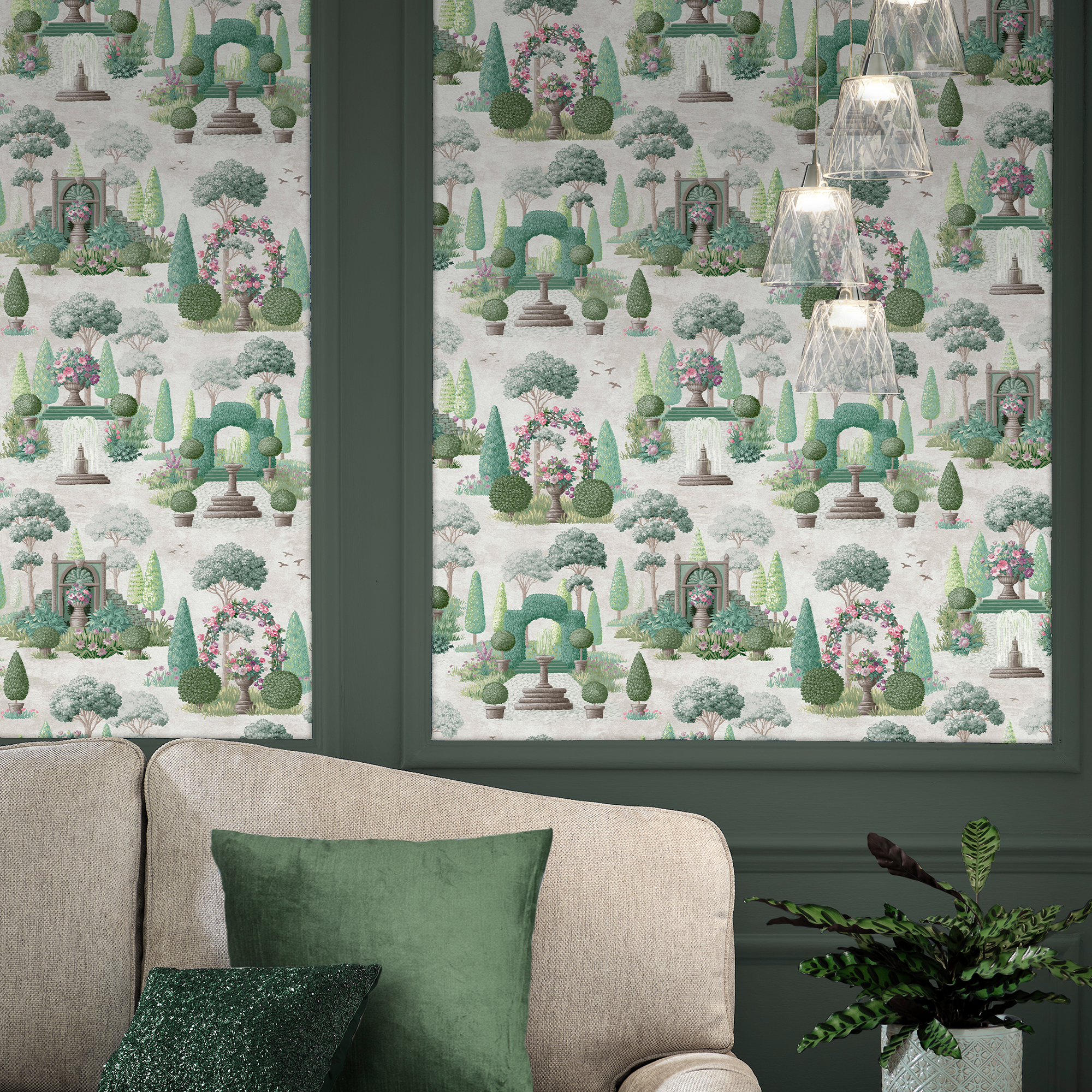 Tapet Laura Ashley Naunton Folly Fern Grön 122746