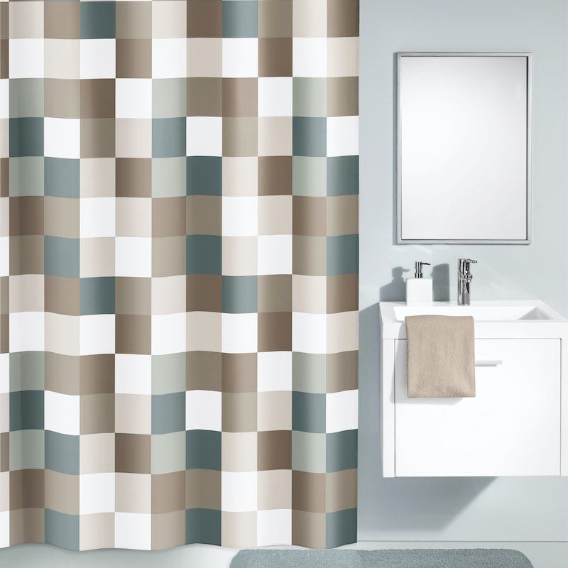 Duschdraperi Check taupe 180x200 cm Taupe