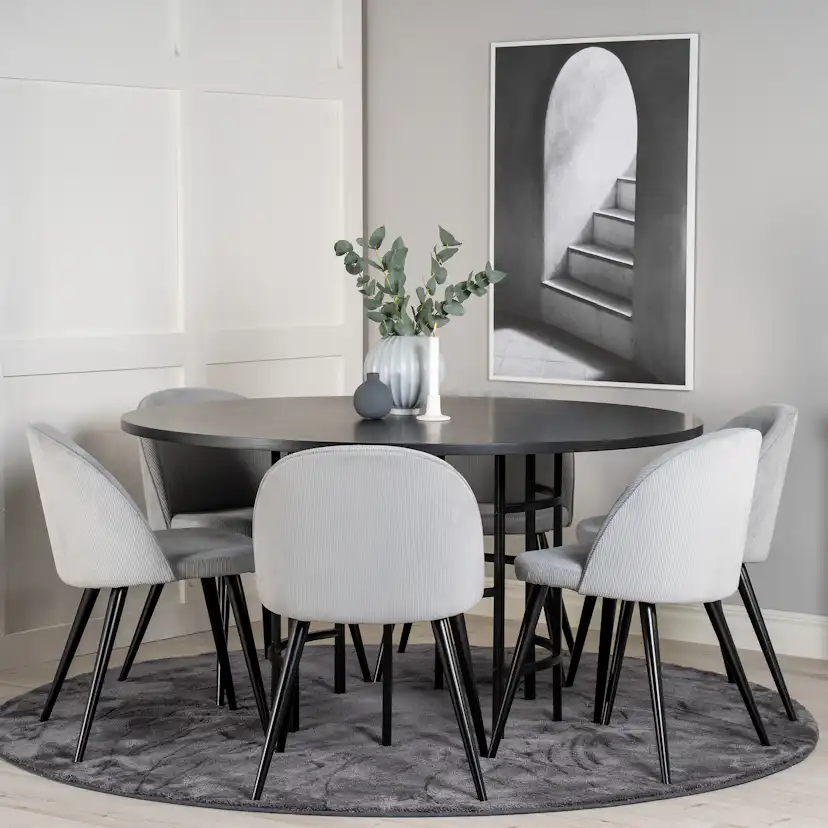Copenhagen - Dining Table round - Black / Black+Velvet matst Svart/Grå
