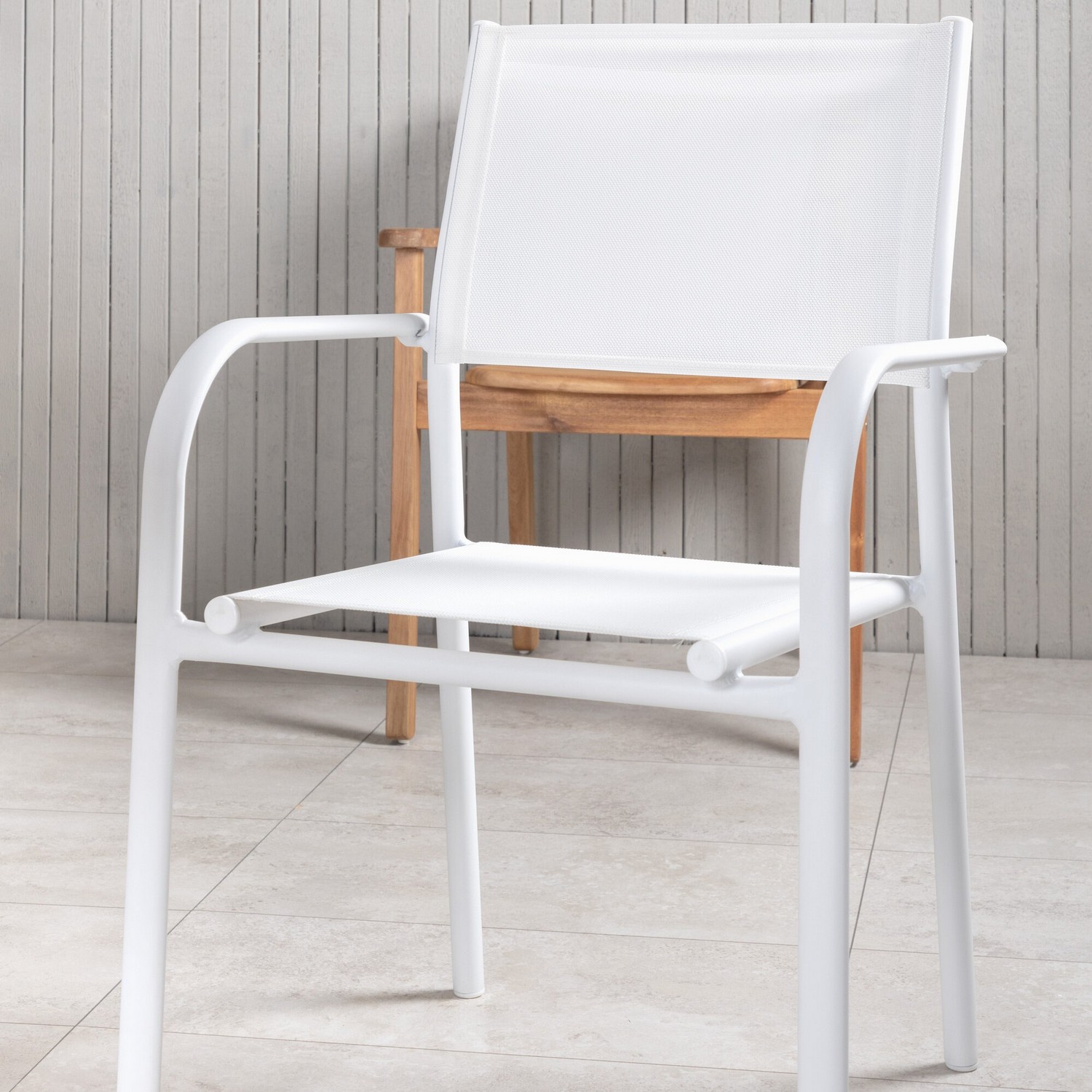 Panama Dining Table 152/210*90 - White Alu / Teak+Santorini Blanka Ben