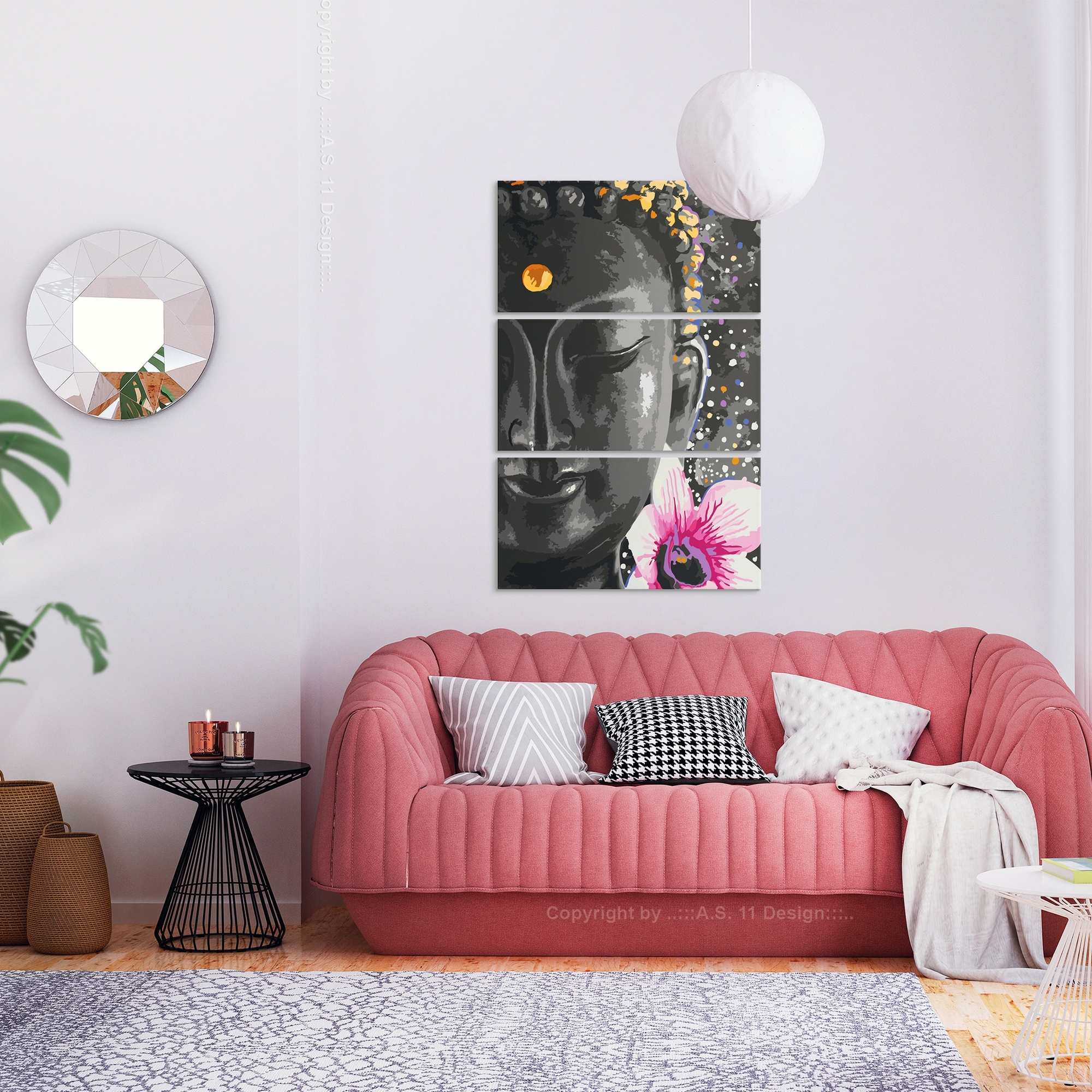 Tavla Arkiio Buddha and Flower 3 delar