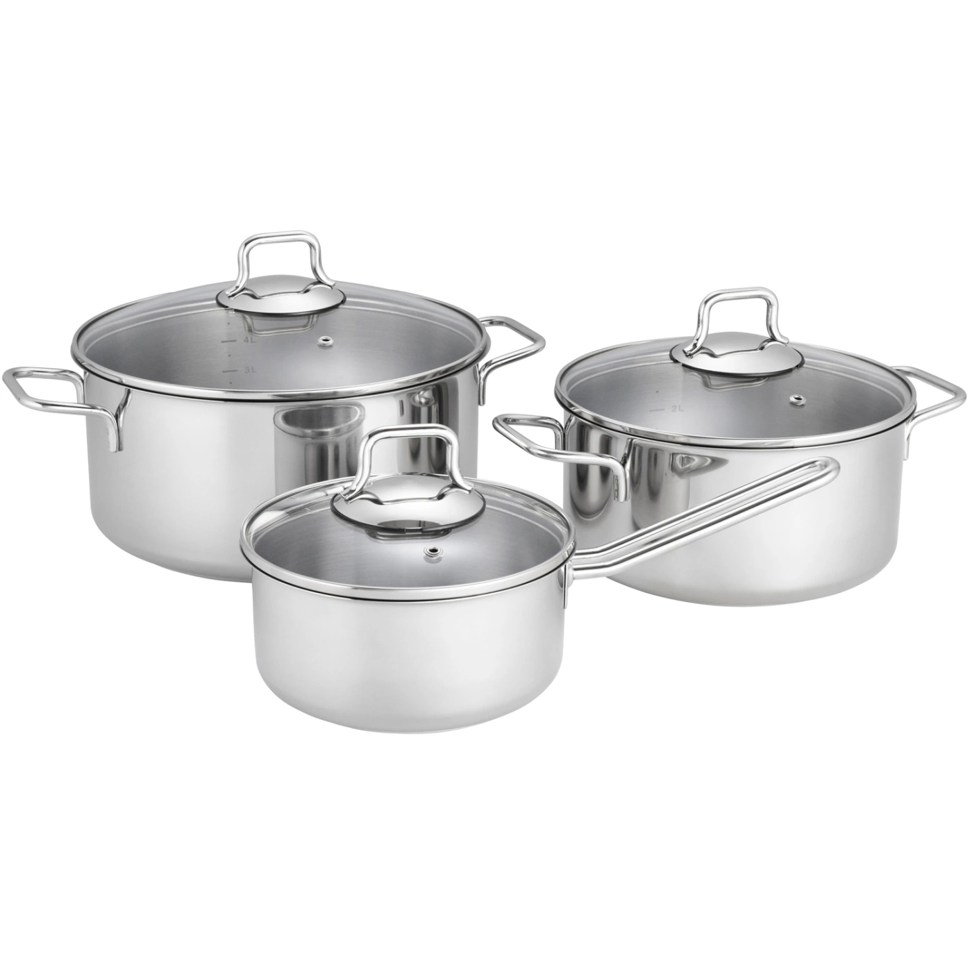 Fiskars Gryt- och Kastrullset 3 Delar – Med Glaslock och Non-stick Beläggning