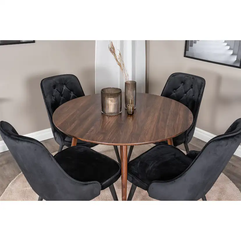 Matgrupp Venture Home Plaza med 4 Velvet Deluxe stolar