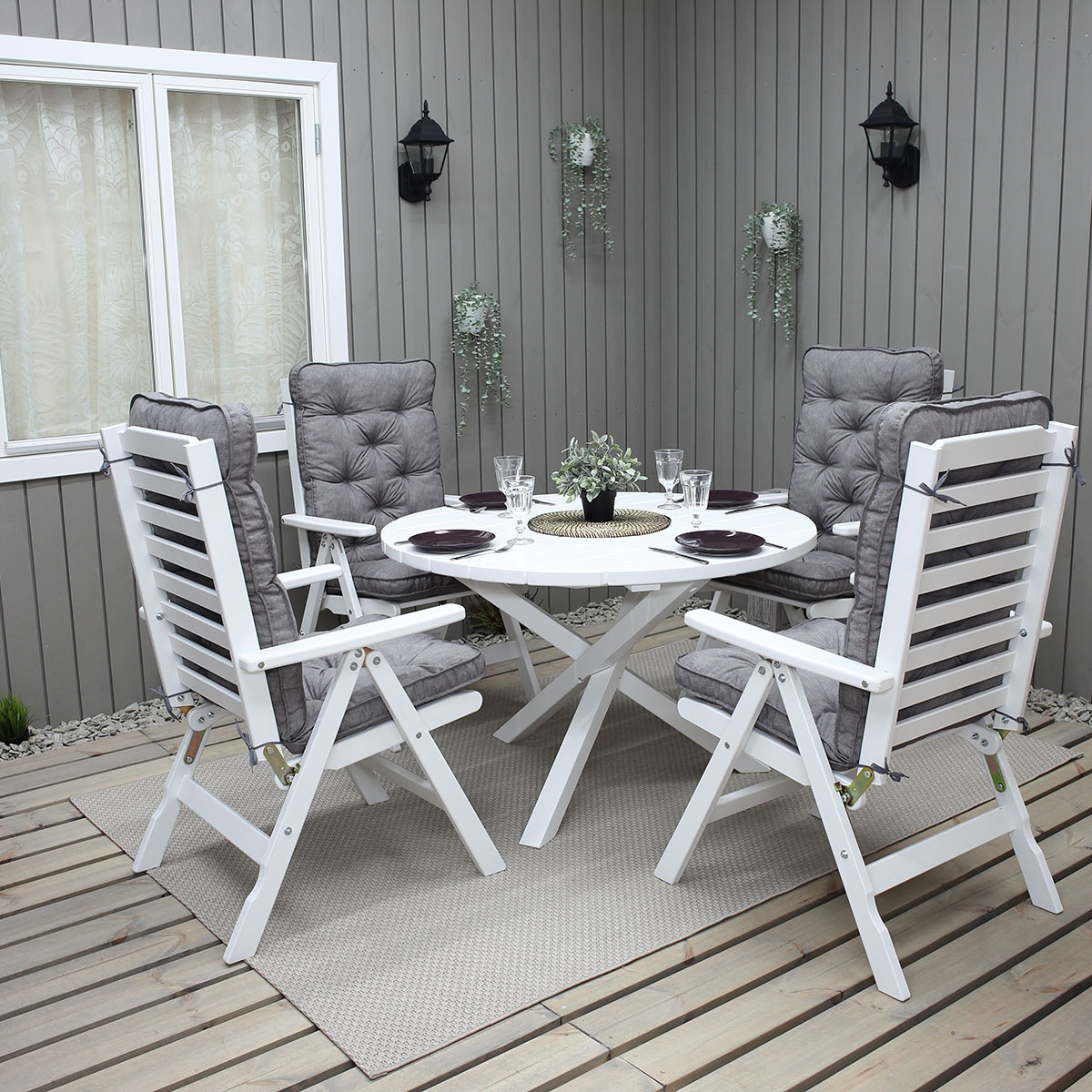 Matgrupp Baltic Garden Scottsdale Ø112 Med 4 Båstad Stolar