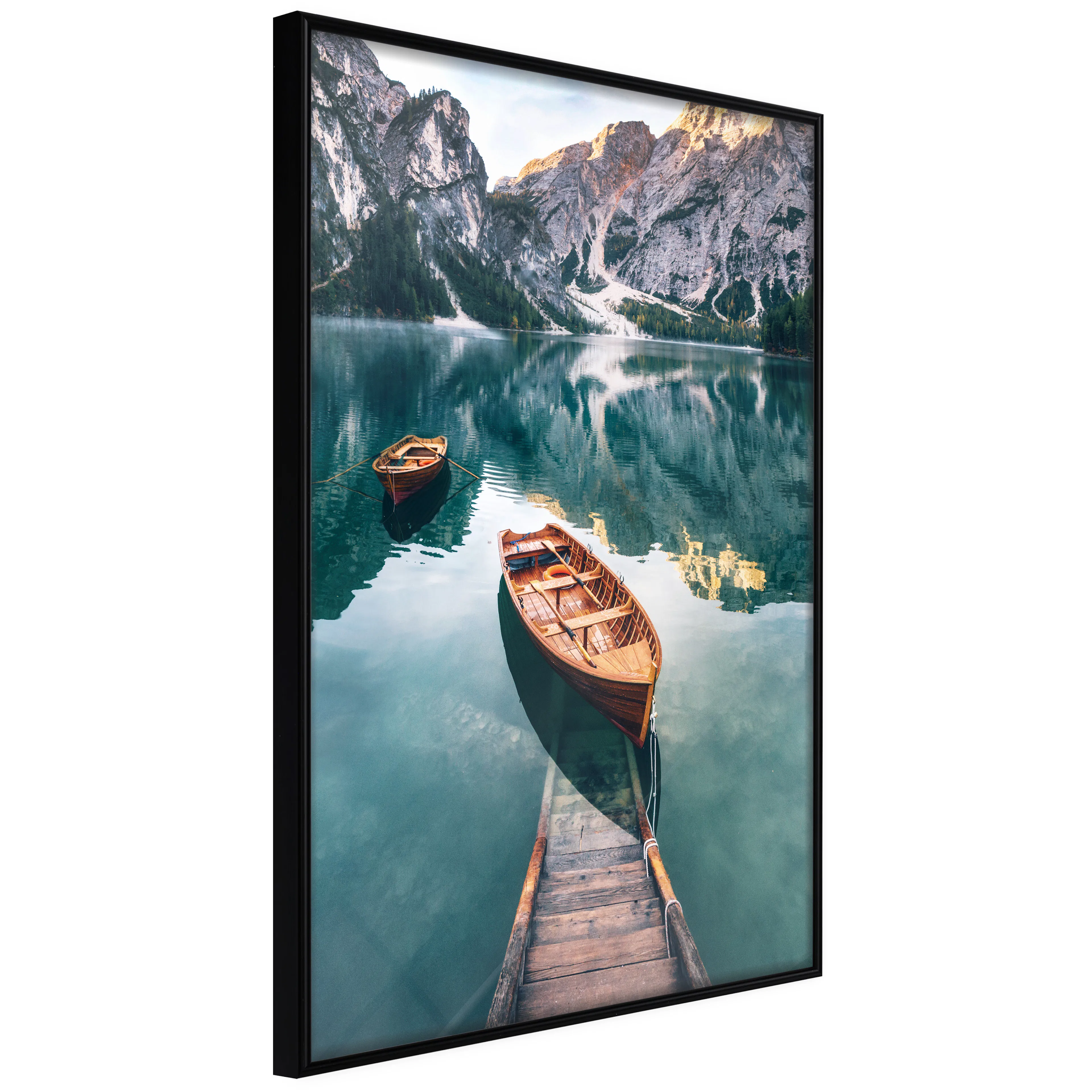 Affisch - Boats In Dolomites [Poster] 40x60 Svart ram, 40x60 cm