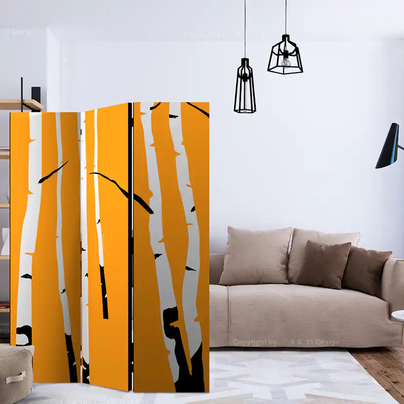 Rumsavdelare Arkiio Birches On The Orange Background 135x172 cm