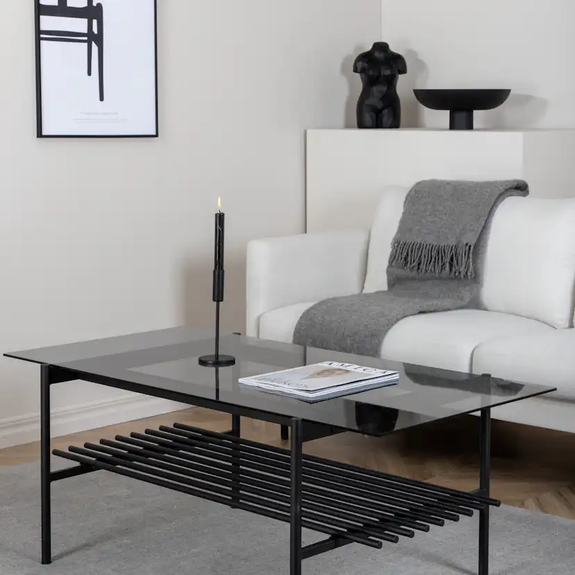 Von Staf Sofa Table - black / Black Smoked Glass glass Svart Glas