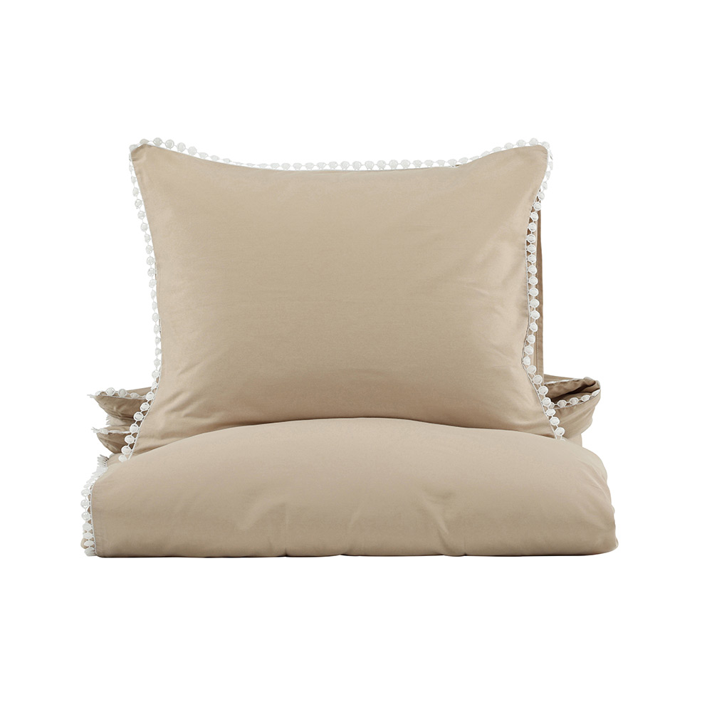 Livia Bed Set Cotton Sateen Beige White Decor 150x200 cm Färg: Beige, Mått: 150x200 cm
