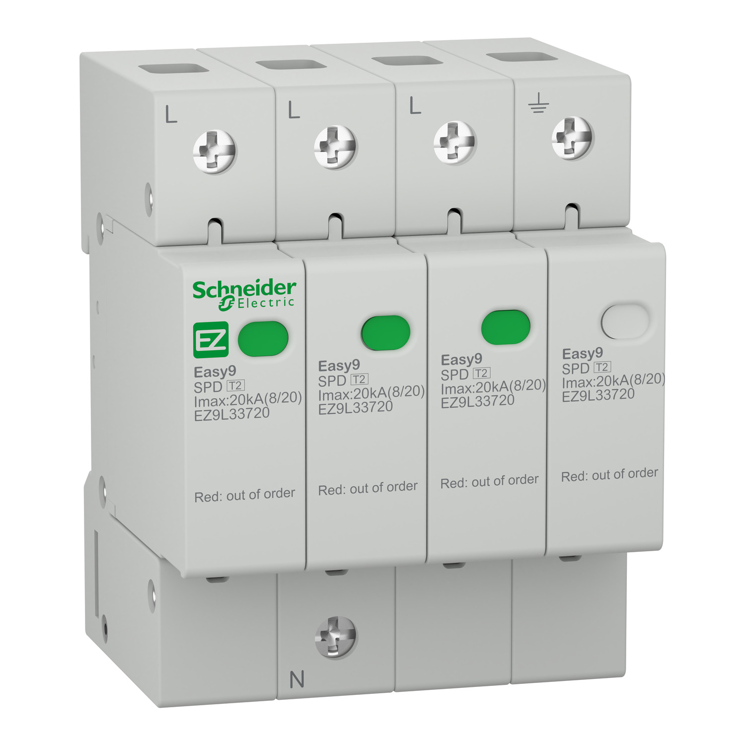 Överspänningsskydd Schneider Electric Easy9 typ 2 20–45 kA 400 V