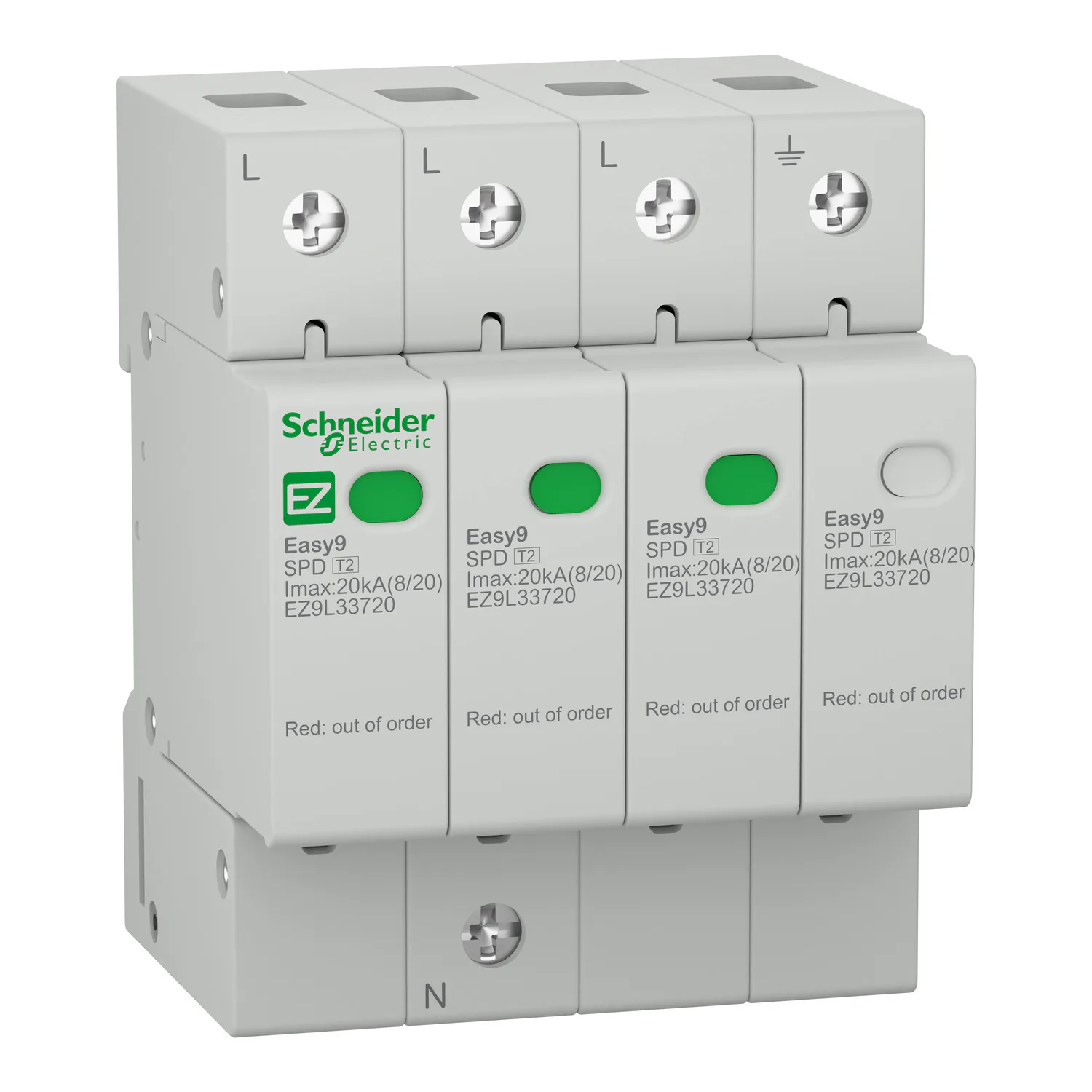 Överspänningsskydd Schneider Electric Easy9 typ 2 20–45 kA 400 V