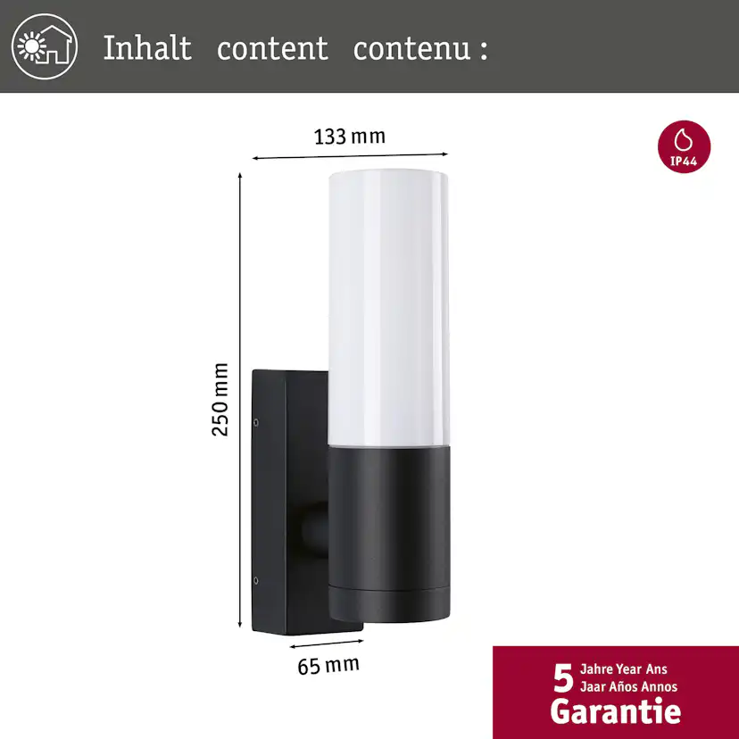 Fasadbelysning Paulmann Tralia IP44 230V E27