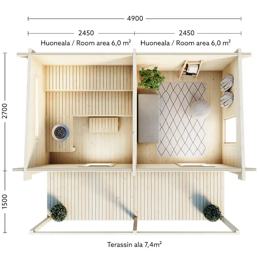 Bastu Luoman Lillevilla Kihu 13,23 m2
