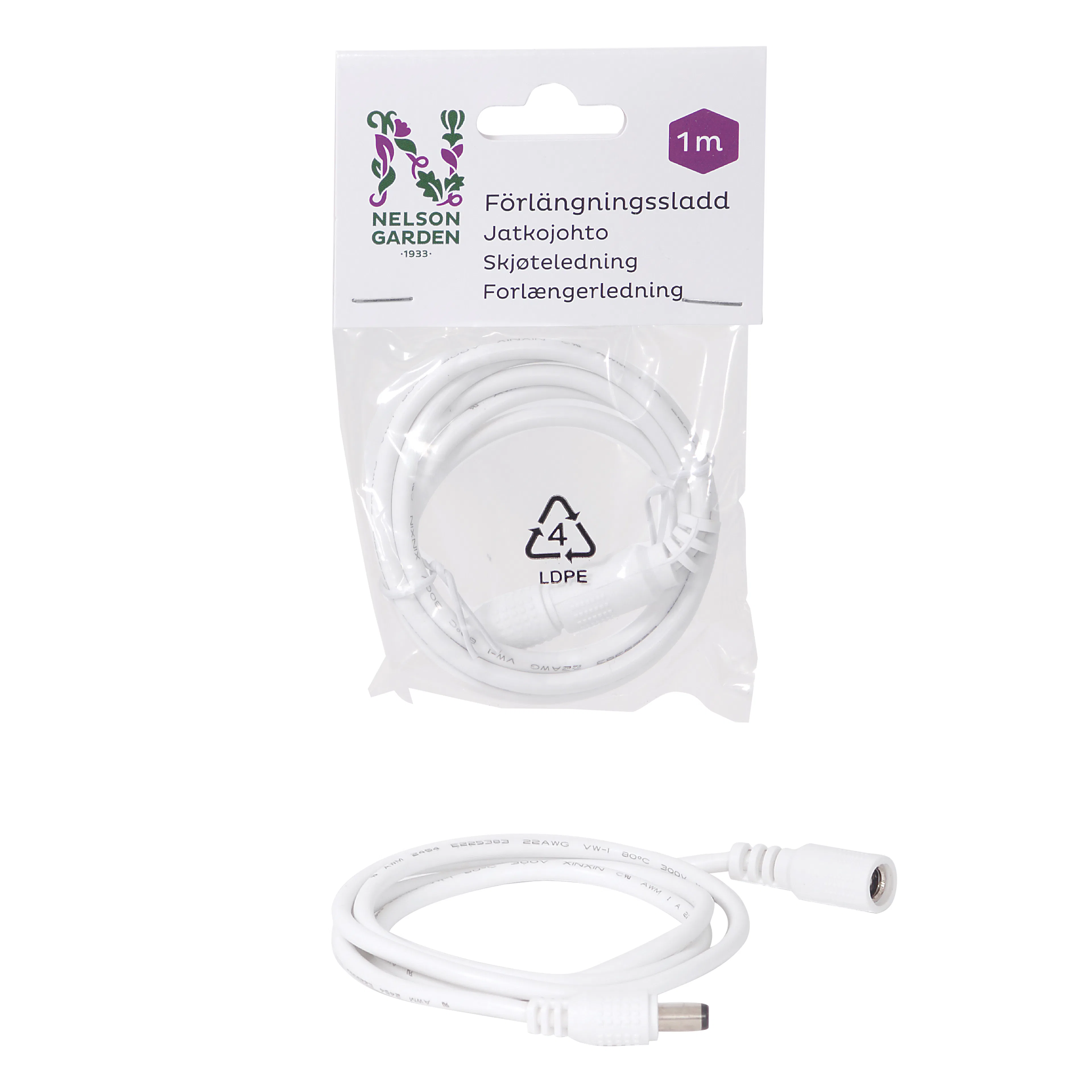 Växtbelysning Nelson Garden Förlängningssladd för Växtbelysning 1m Vit
