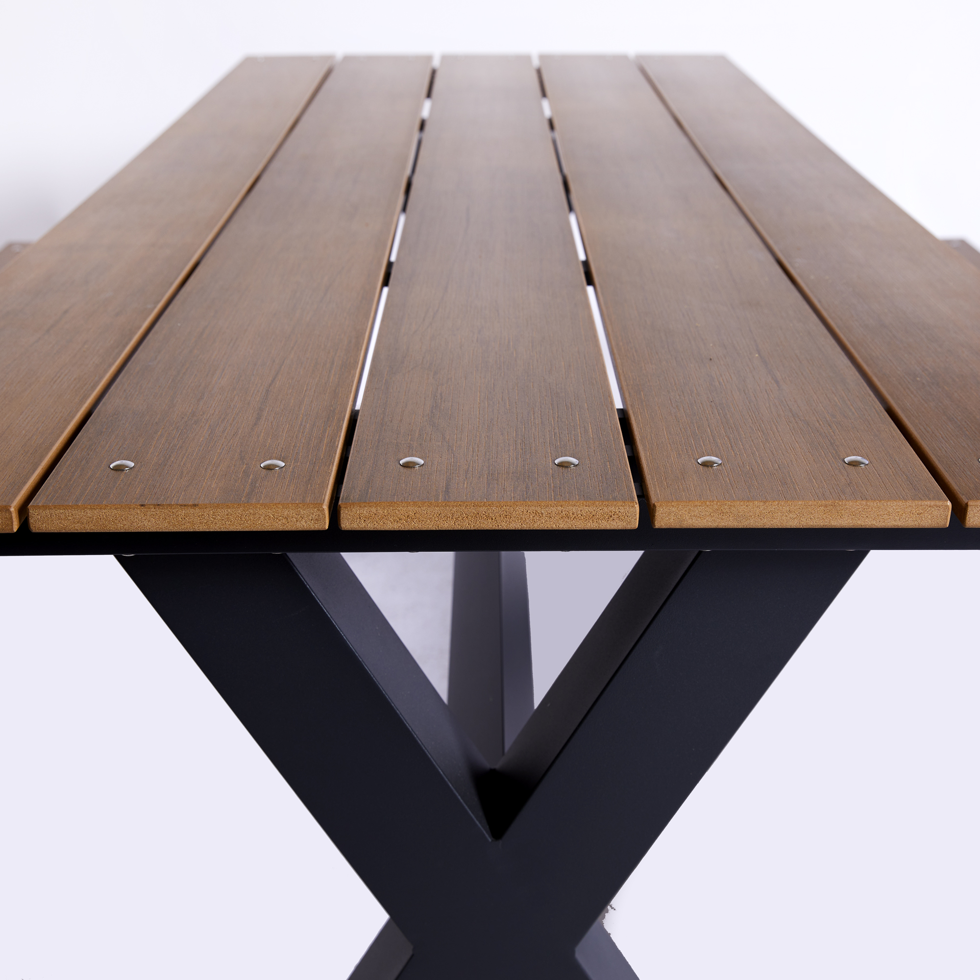 Bänk Hortus Nonwood Model X Teak Antracitstativ