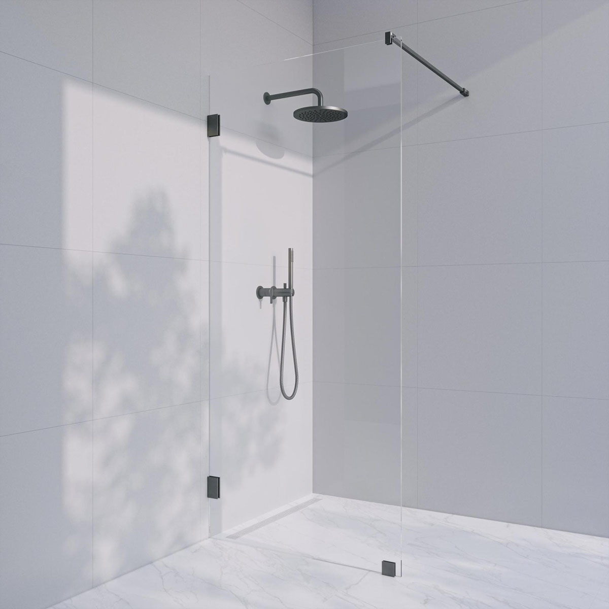 Invitrea Flair GH1/Högerhängd/70/Mattsvart/Ytbehandlat glas Glastyp: Ytbehandlat, Profil: Mattsvart, Hängning: Högerhängd, Bredd: 700 mm