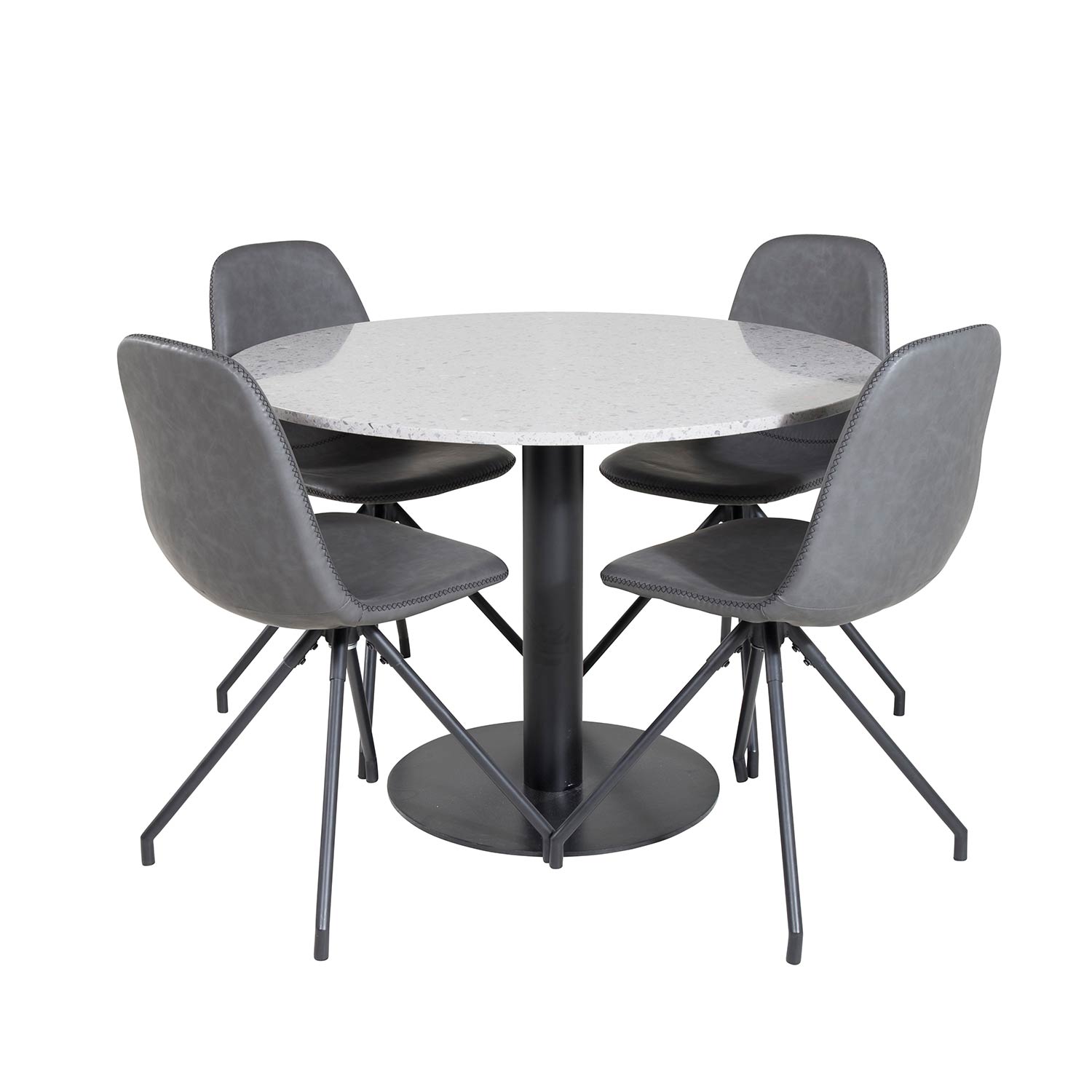 Matgrupp Venture Home Roxanna med 4 Pobbie Stolar med Snurrfunktion Konstläder Runt