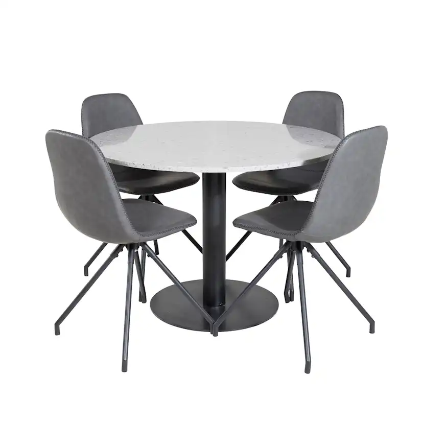 Matgrupp Venture Home Roxanna med 4 Pobbie Stolar med Snurrfunktion Konstläder Runt