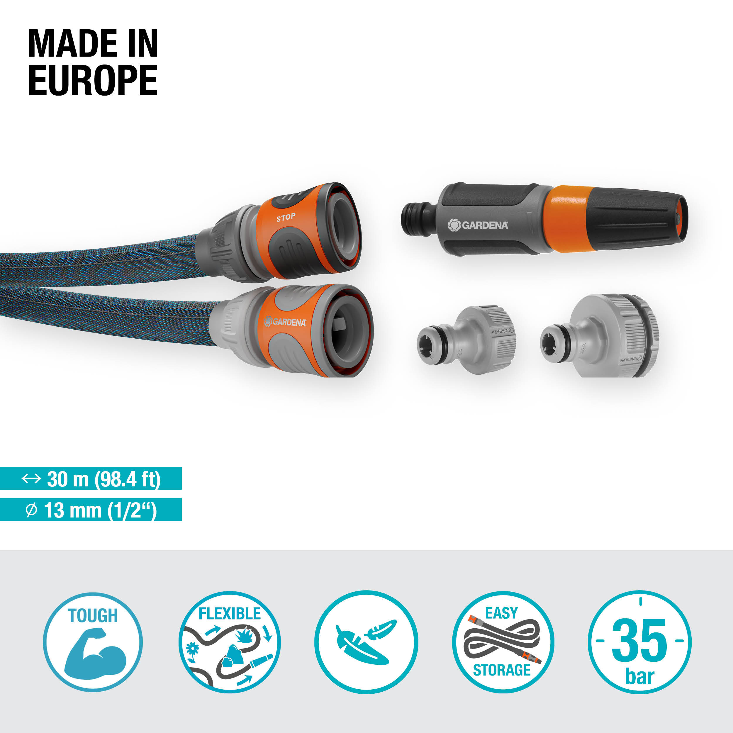 Textilslang Gardena Liano Xtreme 30 m Set med Strålmunstycke