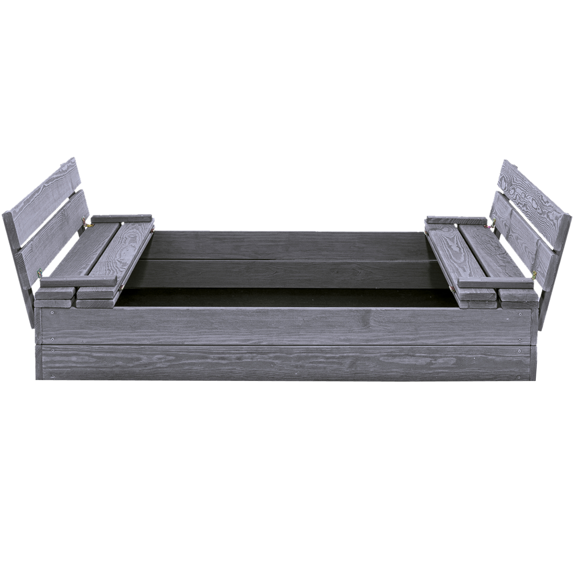 Sandlåda Nordic Play Grå Grundmålad 120x120 cm Med Fällbart Lock & Bänk