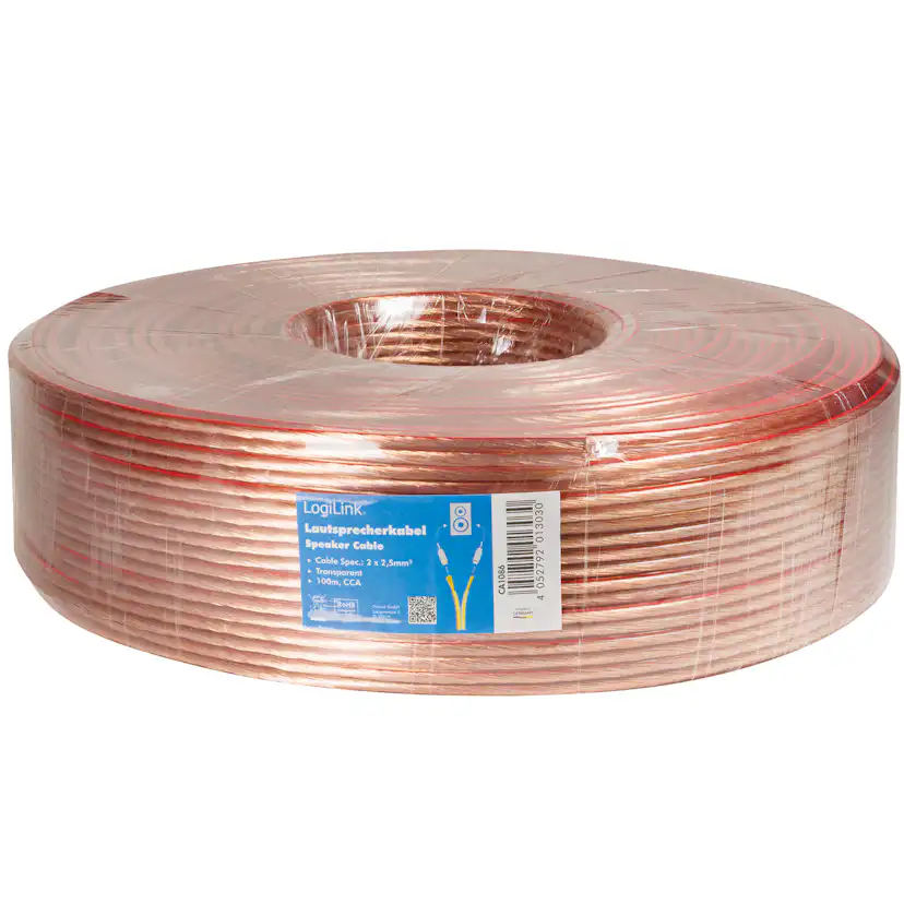 Högtalarkabel LogiLink 2x2,5 mm² Transparent