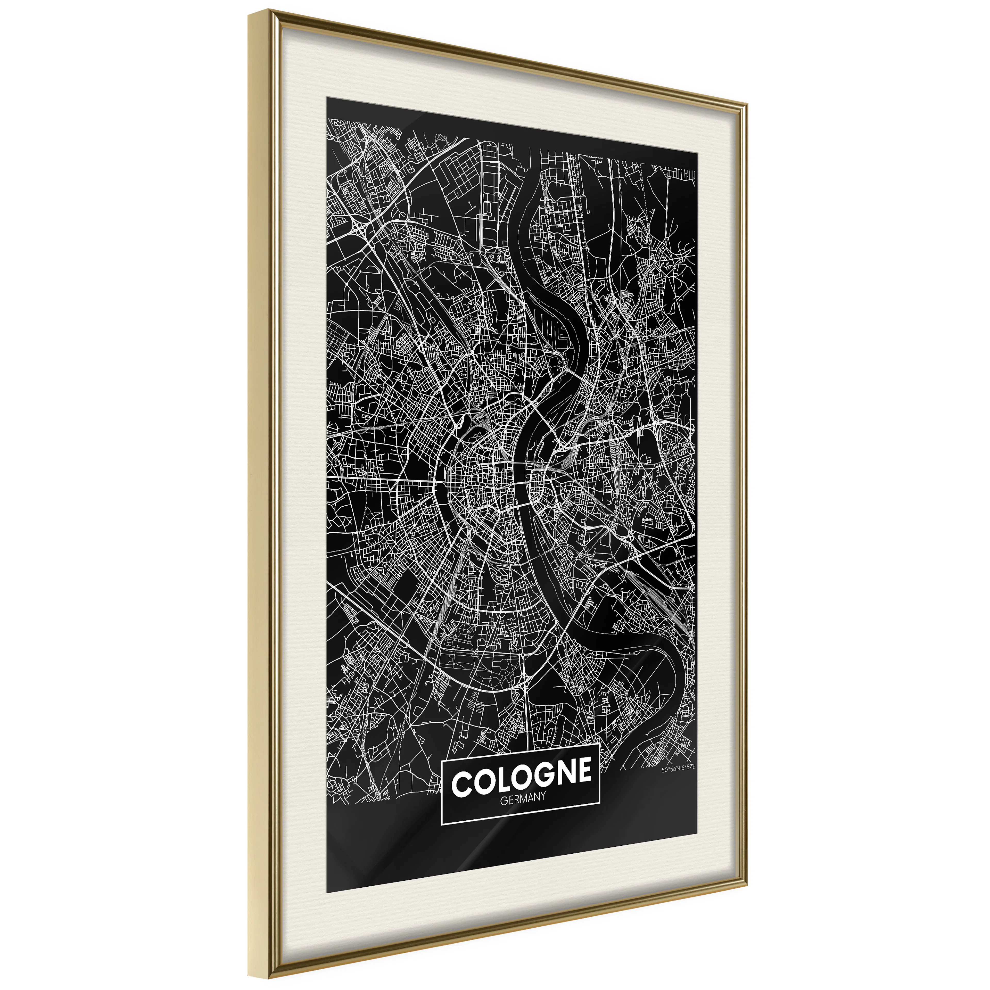 Poster Artgeist Affisch Dark Map of Cologne