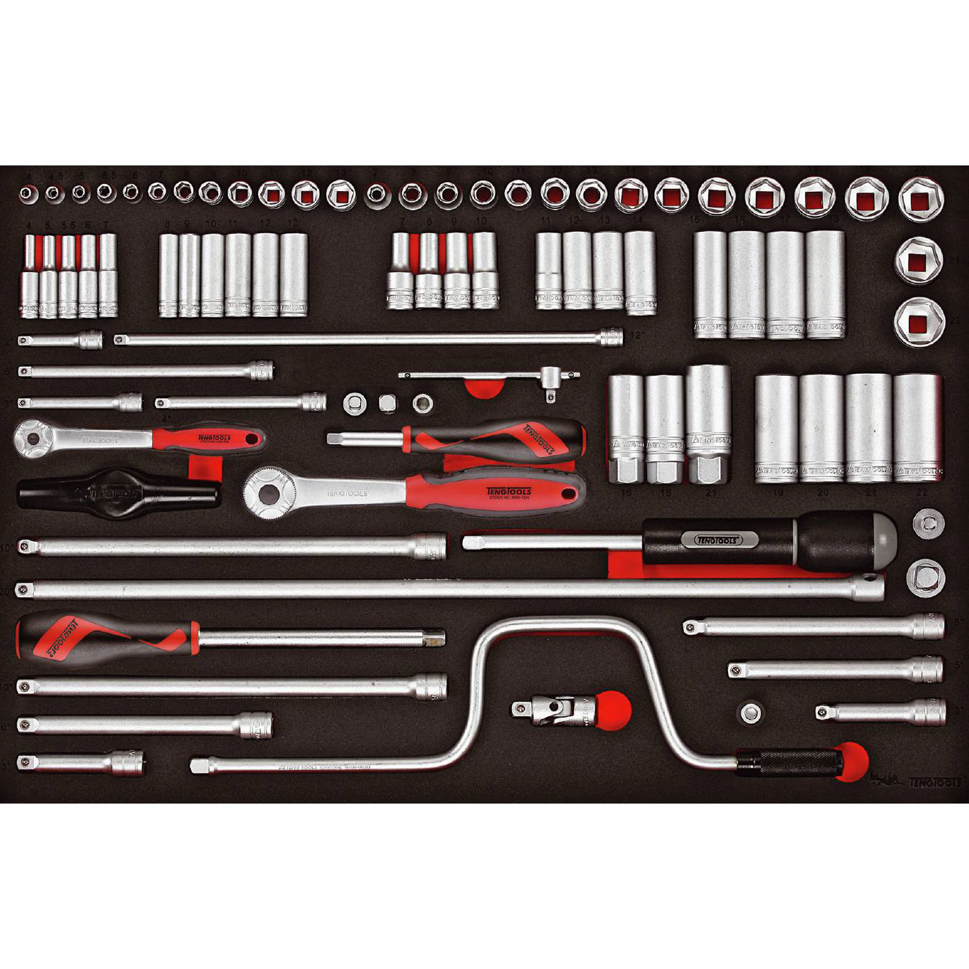 Hylsnyckelsats 86 delar med 1/4 tum och 3/8 tum fyrkantsfäste Teng Tools TTESK86