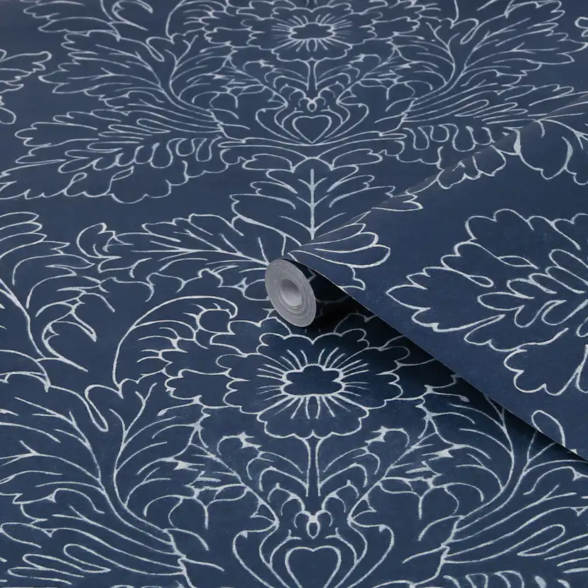 Tapet Laura Ashley Silchester Midnight Seaspray Blå 119852
