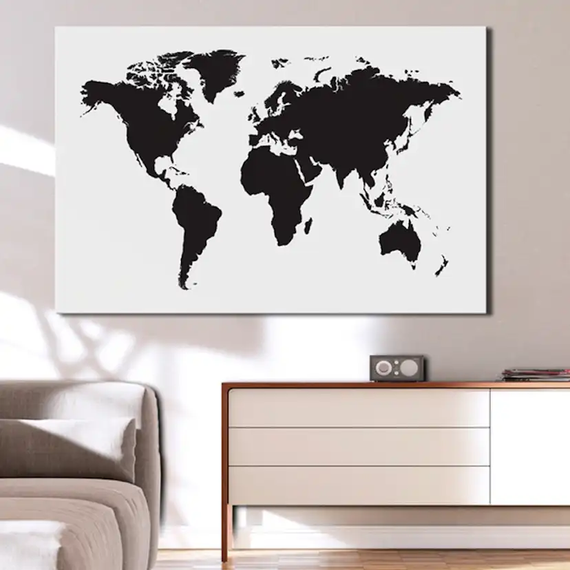 Tavla Arkiio World Map Black & White Elegance