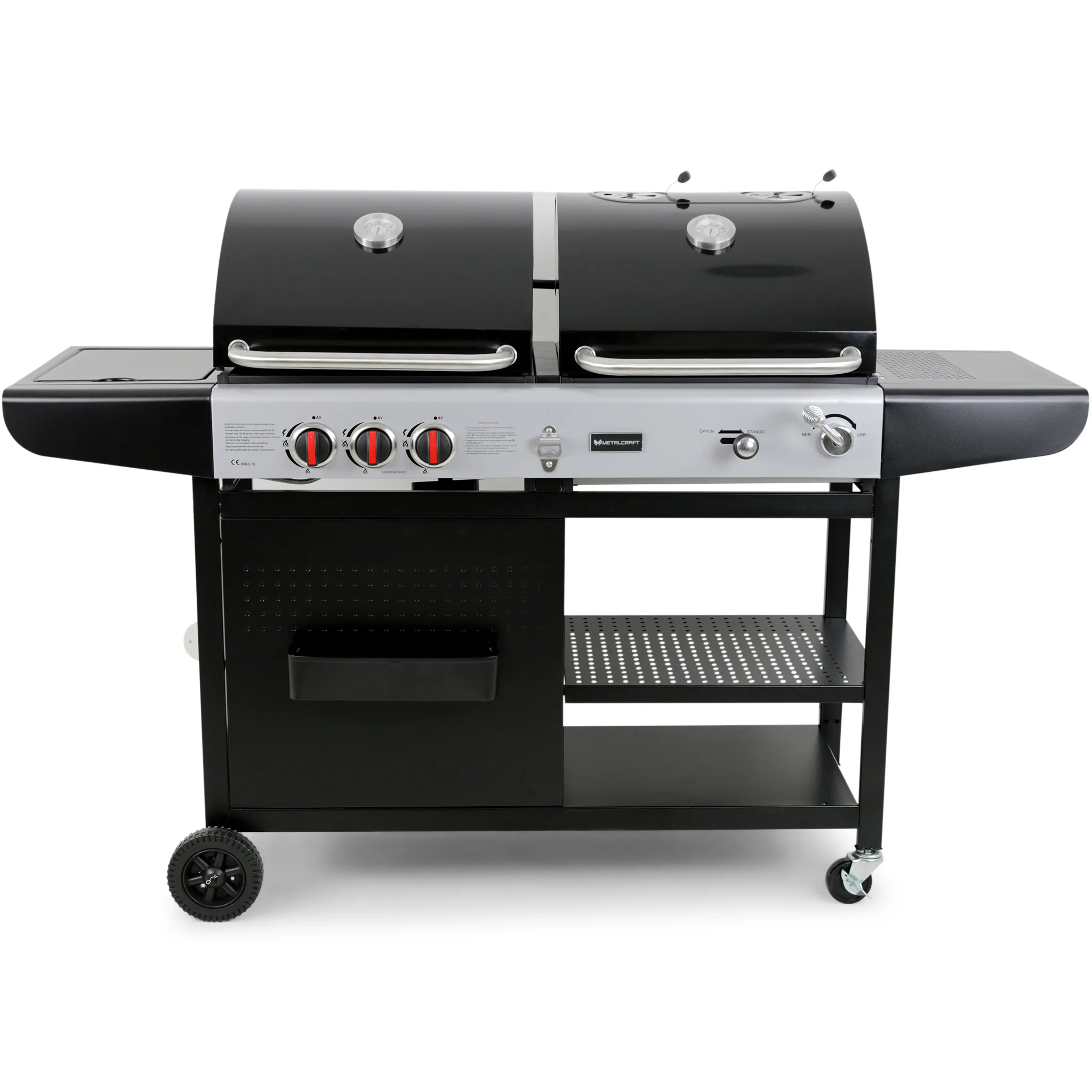 Gasol/Kolgrill Metalcraft Aurora Kombinationsgrill med Sidobrännare & Rostfria Brännare