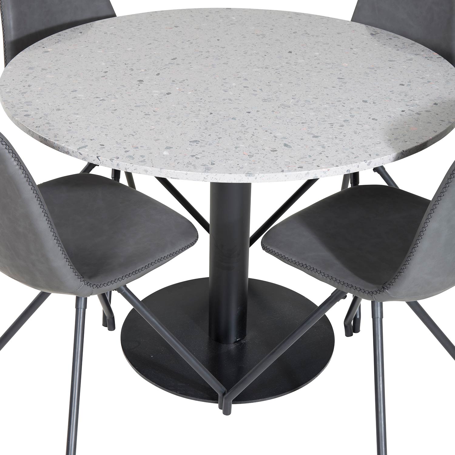 Matgrupp Venture Home Roxanna med 4 Pobbie Stolar med Snurrfunktion Konstläder Runt