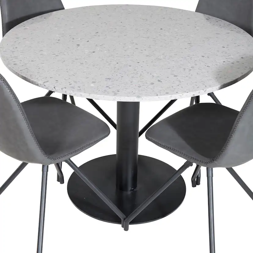 Matgrupp Venture Home Roxanna med 4 Pobbie Stolar med Snurrfunktion Konstläder Runt