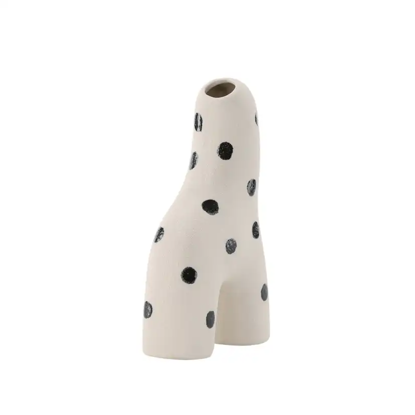 Aya Vase - White/Black Dots - 9*4*16Hcm Vit/Svart