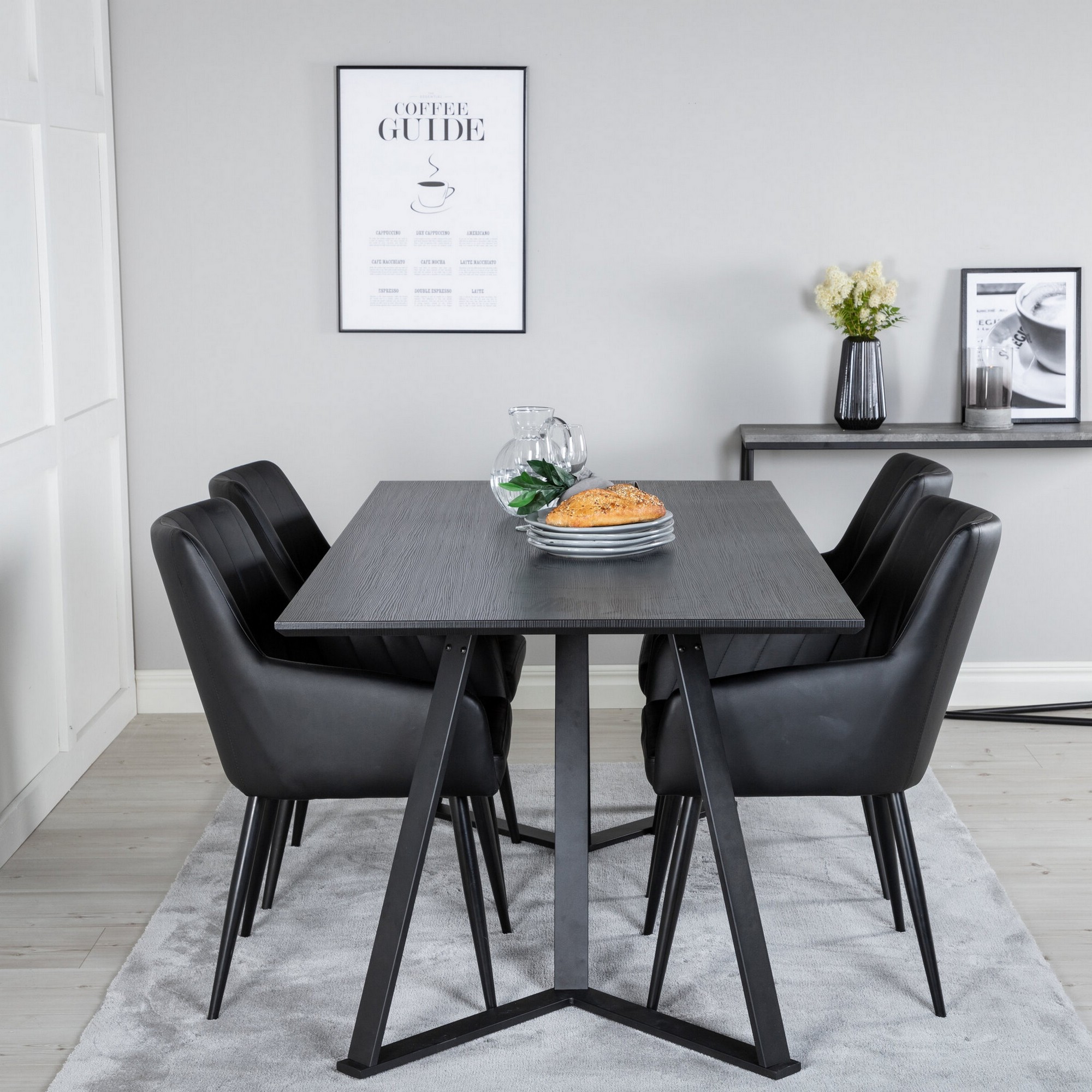 Marina Dining Table - Black top / Black Legs +Comfort - Dini Svart/Svart