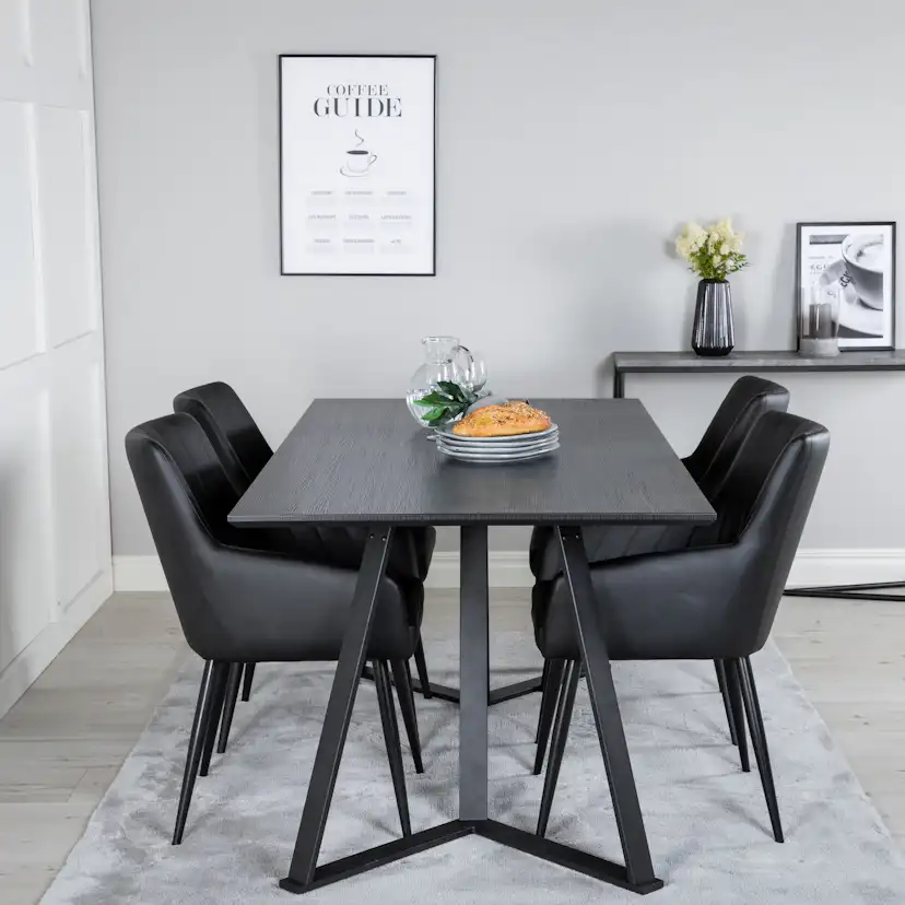 Marina Dining Table - Black top / Black Legs +Comfort - Dini Svart/Svart