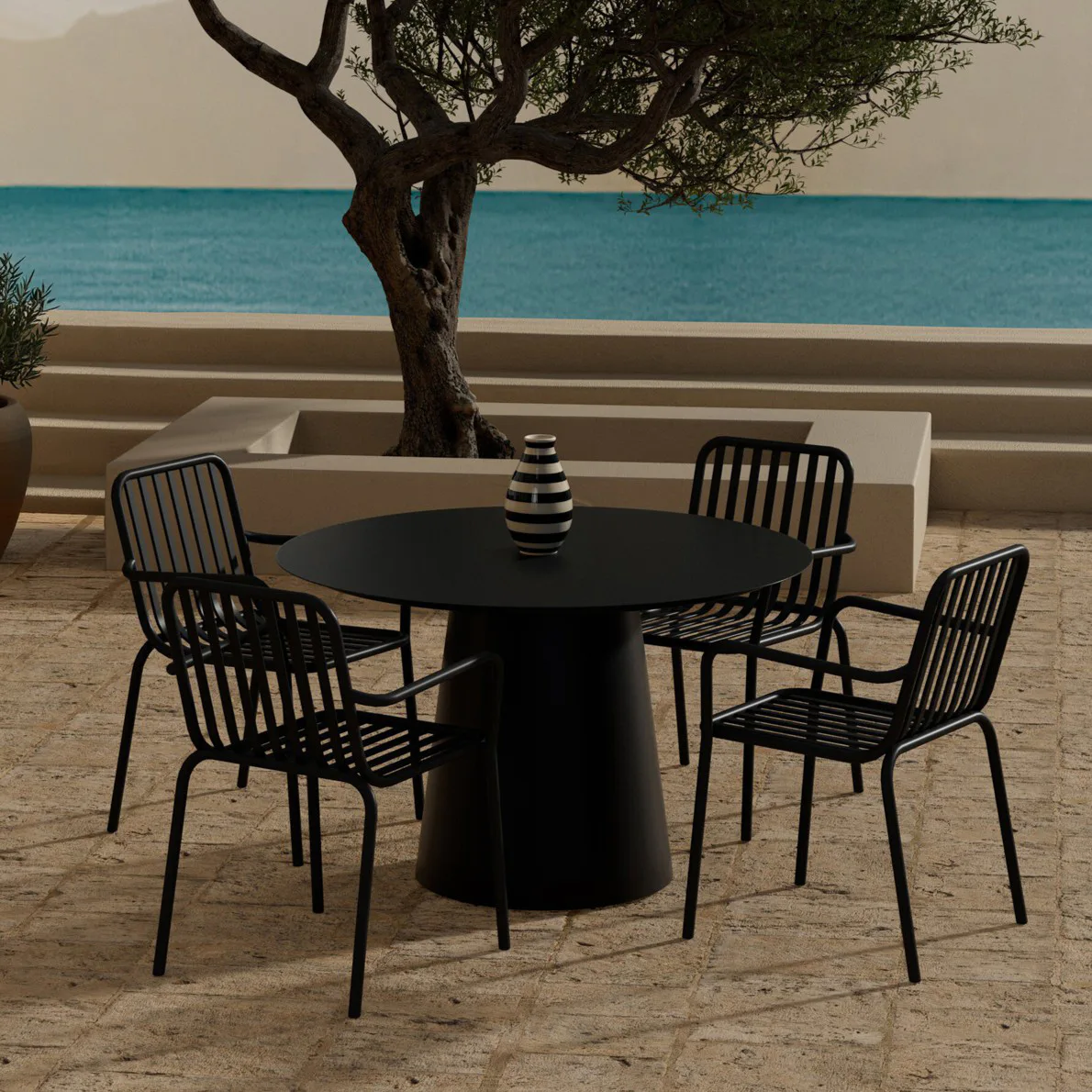 Matgrupp Utomhus Venture Home Lanzo Ø120 cm med 4 st Peking Trädgårdsstolar