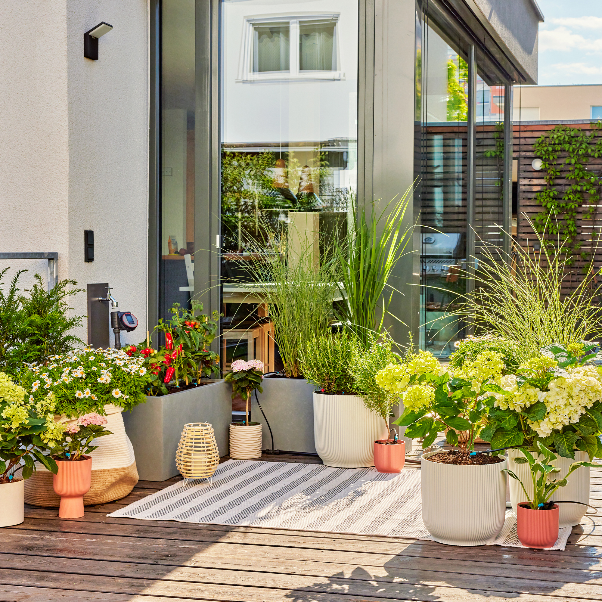 Micro-Drip Gardena Premiumpaket För Terrass med Vattenfördelare & Bevattningsdator