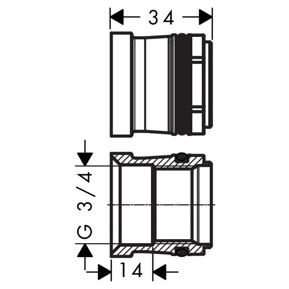 Adaptrar Hansgrohe G 3/4 för Renovering