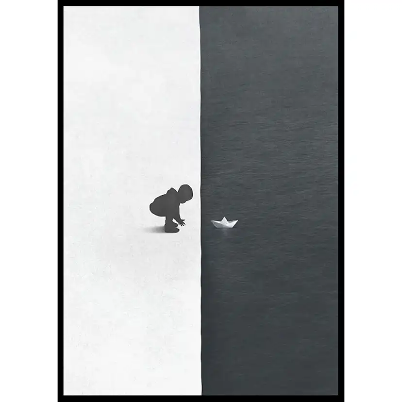 Poster Gallerix Child With Boat Contrast