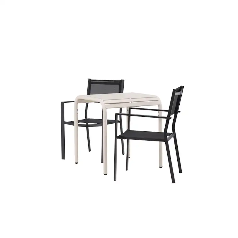 Borneo Cafetable Aluminium - Beige / Kvadrat 70*70* +Copacab Svart/Beige