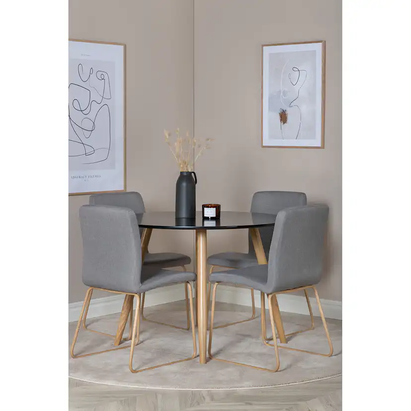 Matgrupp Venture Home Plaza Ø100 cm med 4st Mace Matstolar