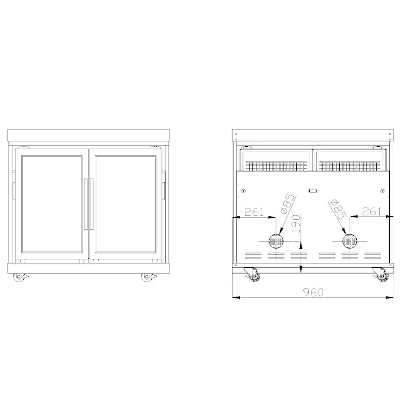 Fristående Kylskåp Myoutdoorkitchen Classic Line Stainless 304SS Modul med Dubbeldörrar