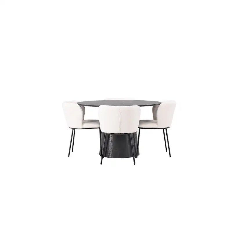 Matgrupp Venture Home Lanzo Ø120 cm med 4 st Edina stolar