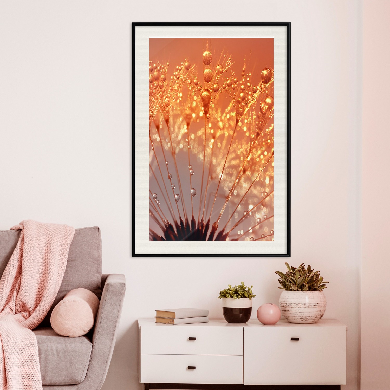 Affisch - Autumn Dandelion [Poster] 30x45 Svart ram med passepartout, 30x45 cm