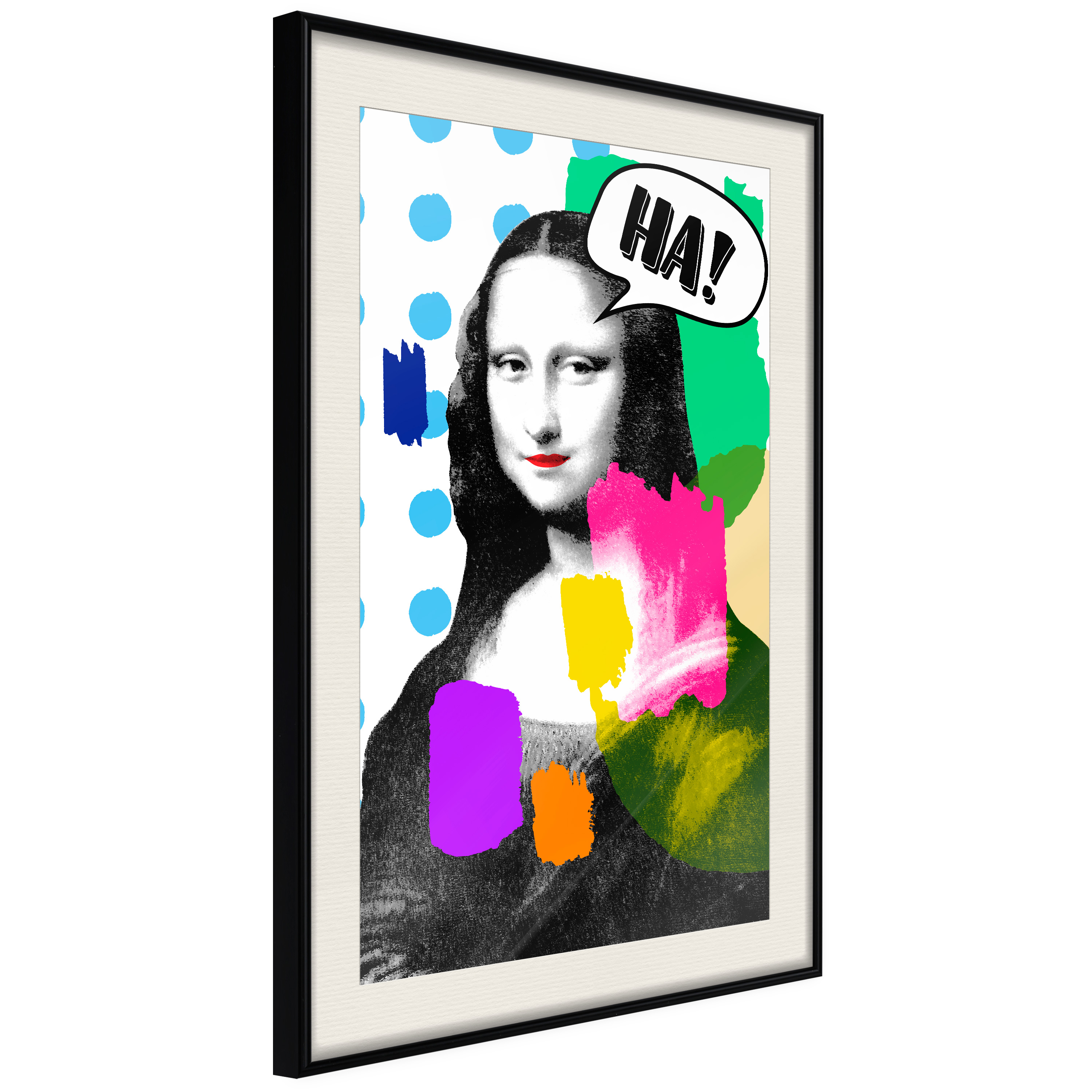 Affisch - Mona Lisa Pop-art [Poster] 30x45 Svart ram med passepartout, 30x45 cm